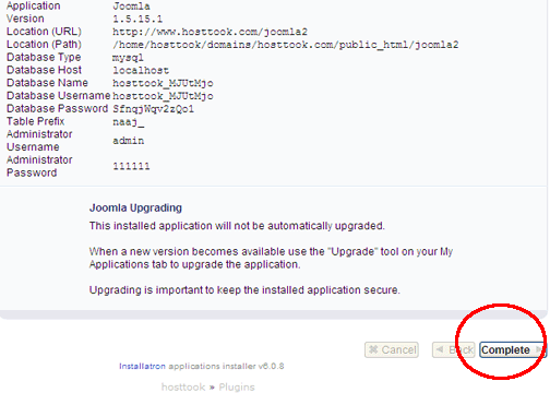 Joomla Automatic installation