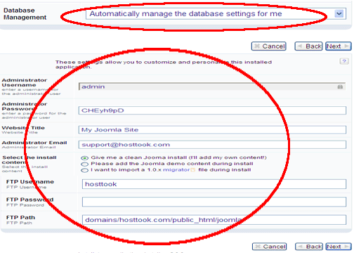Joomla Automatic installation